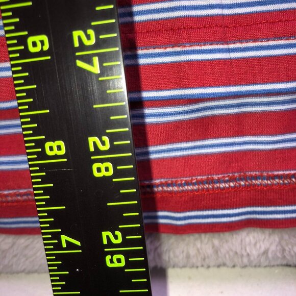 Peter Millar Mens Polo Shirt Medium Striped Top Red Ridgewood 100% Cotton Casual - Picture 5 of 12